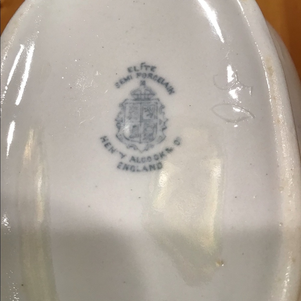 ANTIQUE HENRY ALCOCK ELITE BLUE SEMI PORCELAIN GRAVY BOAT 1800’s - Picture 7 of 12